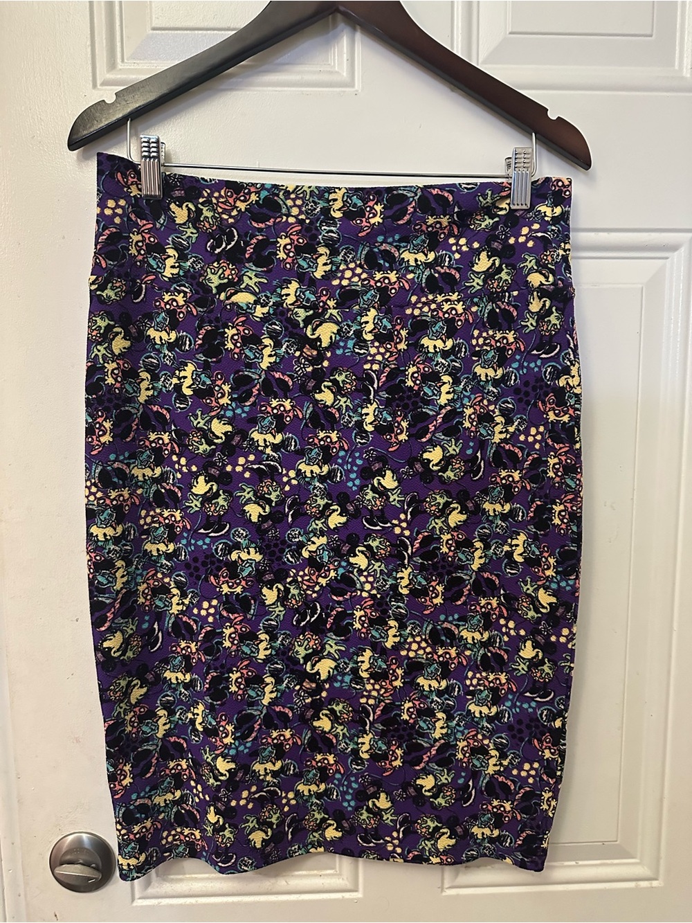 Disney Adult Purple Mickey Mouse Print Pencil Skirt size M Medium raver fashion